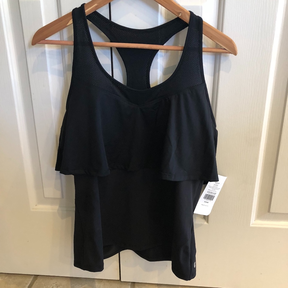 New Fabletics Black Mesh Ashlynn Tank L/10-12